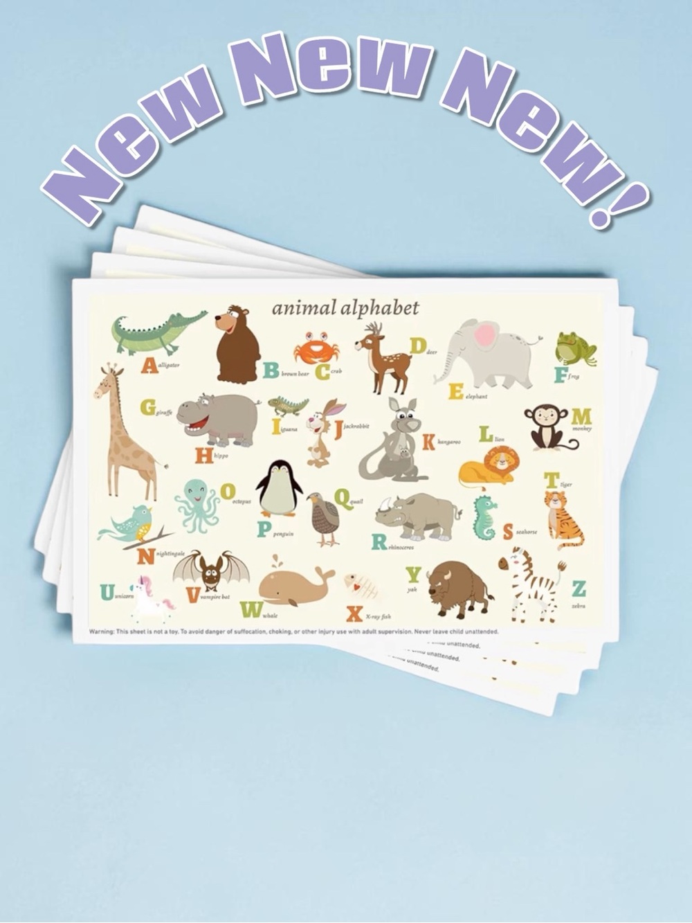 🐘🍽️👶 Babebay Disposable Stick-On Placemats – 40 Pack (Animal Alphabet)